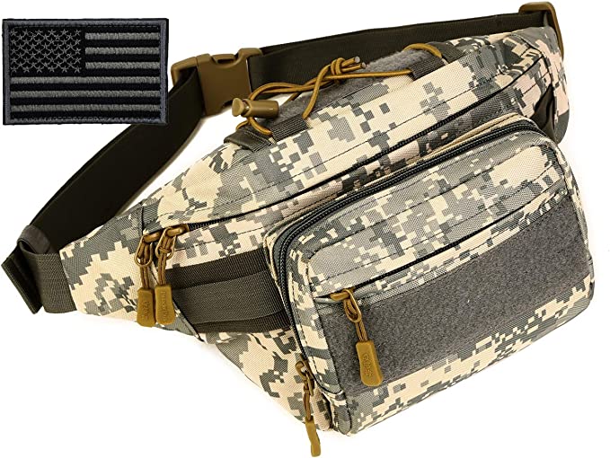 Sac banane tactique MOLLE Army lombaire Gear Pouch (Patch inclus) # W1252