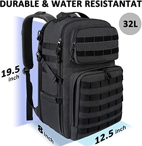 Sac à dos pour ordinateur portable 17 pouces, grands sacs à dos de voyage pour la gym, le camping, la randonnée, noir # B5125
